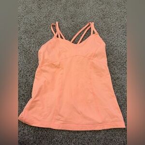 Zella TankTop Women Small Coral Orange Active Sports Halter Stretch Built In Bra